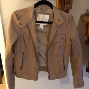 Light brown vegan leather jacket from Arden B